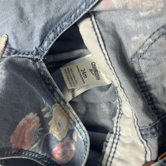 Baby OshKosh B'Gosh Denim Floral Overall Dress 24 Months - Picture 7 of 8